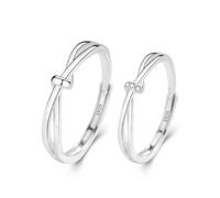 Love Knot Couple Ring For Men And Women 925 Sterling Silver Promise Engagement Wedding Band His & Hers Crystal Finger Band Fashion Jewellery Gift Set Of Two Rings