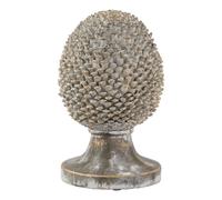 Love Lace Large Stone Effect Pinecone Ornament With Gold Accents in Grey Love Lace Grey