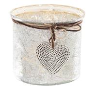 Love Lace Murcury Hammered Heart Medium Candle Holder in Light Grey Love Lace Light Grey