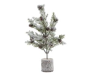 Love Lace Small Snowy Fir Tree With Pinecones In Wood Log in Brown Love Lace Brown