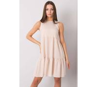 Love Lace Women's Beige Sleeveless Everyday Dress Ruffle Covered Zip | Size: Large Love Lace Beige L