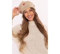 Love Lace Women's Charming Winter Beanie with Decorative Dots & Fluffy Pom Pom in Beige Love Lace Beige One Size