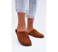 Love Lace Women's Classic Suede Flat Slippers with Covered Rounded Toe Everyday in Brown | Size: 4.5 Love Lace Brown 4.5