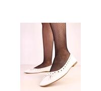 Love Lace Women's Elegant Square Toe Ballet Flats with Bow & Eyelets Comfort in White | Size: 5.5 Love Lace White 5.5