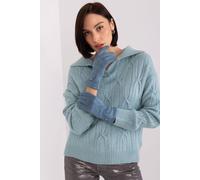 Love Lace Women's Elegant Touchscreen Gloves with Embroidered Flower Thumb & Index in Blue | Size: Large/XL Love Lace Blue L/XL