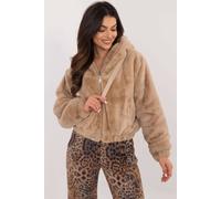 Love Lace Women's Fur Lined Hooded Transitional Jacket in Beige Love Lace Beige One Size