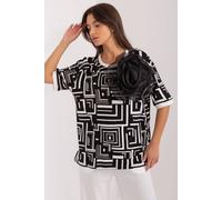 Love Lace Women's Geometric Brooch Everyday Blouse in Black Love Lace Black One Size
