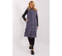 Love Lace Women's Hooded Faux Fur Vest with Zipper Pockets in Grey | Size: S/M Love Lace Grey S/M