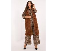 Love Lace Women's Hooded Fur Style Polyester Zip Vest in Brown | Size: S/M Love Lace Brown S/M