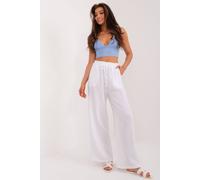 Love Lace Women's Italian Style High Rise Polyester Trousers in White Love Lace White One Size