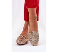 Love Lace Women's Jezzi Suede Ballet Flats with Soft Insole & Bow in Gold | Size: 4.5 Love Lace Gold 4.5
