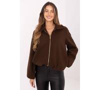 Love Lace Women's Light Transitional Puff Sleeve Zipper Jacket in Brown Love Lace Brown One Size