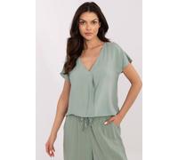 Love Lace Women's Light V Neck Viscose Blouse for Everyday in Green | Size: Small Love Lace Green S