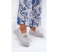 Love Lace Women's Natural Moccasins with Gold Ornament Wedge Comfort in Light Grey | Size: 4.5 Love Lace Light Grey 4.5