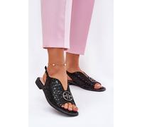 Love Lace Women's Natural Suede Flat Buckle Sandals with Cushioned Insole in Black | Size: 6.5 Love Lace Black 6.5