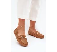 Love Lace Women's Openwork Moccasin with Gold Front Ornament Soft Insole Comfort in Brown | Size: 4.5 Love Lace Brown 4.5