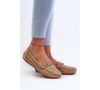 Love Lace Women's Openwork Moccasins with Gold Front Detail Soft Insole Comfort in Brown | Size: 5.5 Love Lace Brown 5.5
