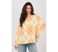 Love Lace Women's Oversized Geometric Long Sleeve Blouse in Orange Love Lace Orange One Size