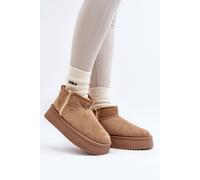 Love Lace Women's Platform Snow Boots in Suede with Aztec Pattern Fur Lining in Brown | Size: 6.5 Love Lace Brown 6.5