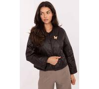 Love Lace Women's Quilted Collarless Transitional Jacket in Black Love Lace Black One Size