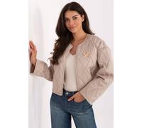 Love Lace Women's Quilted Transitional Jacket with Butterfly Brooch in Beige Love Lace Beige One Size
