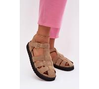 Love Lace Women's Roman Style Platform Sandals with Adjustable Gold Buckle in Beige | Size: 4.5 Love Lace Beige 4.5
