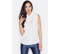 Love Lace Women's Sleeveless Collared Blouse with Bird Pattern in White | Size: XL Love Lace White XL