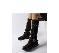 Love Lace Women's Slip On Winter Covered Heel Boots with Warm Anchor Sole in Black | Size: 4.5 Love Lace Black 4.5