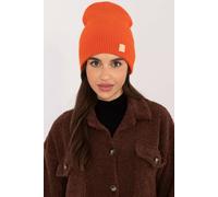 Love Lace Women's Soft Acrylic Beanie Hat with Smooth Monochrome Front Patch Comfort Fit in Orange Love Lace Orange One Size