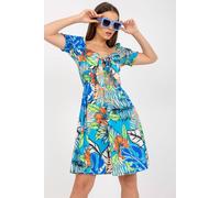 Love Lace Women's Spanish Neckline Tie Front Summer Dress in Blue Love Lace Blue One Size