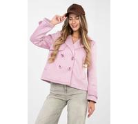 Love Lace Women's Suede Double Breasted Transitional Coat in Pink Love Lace Pink One Size