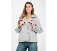 Love Lace Women's Suede Short Double Breasted Transitional Coat in Grey Love Lace Grey One Size