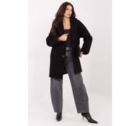 Love Lace Women's Transitional Textured Knee Length Coat with Brooch in Black Love Lace Black One Size