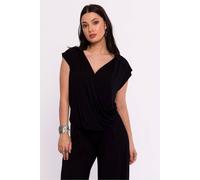Love Lace Women's Viscose Knit Envelope Blouse with Draping in Black | Size: 2XL Love Lace Black 2XL