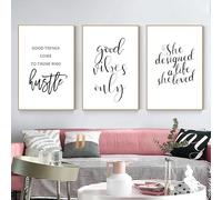Love Laugh Hello Inspiring Quotes Black White Wall Art Aesthetics Print Canvas Painting Posters Living Room Home Decor(30x40cm/3PCS Frameless)