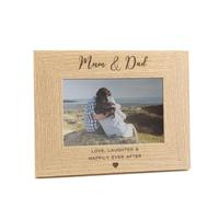 'Love Laughter And Happily Ever After' Engraved Anniversary Photo Frame | Mum And Dad Frame Parents Anniversary | Wedding frame for Mother and Father | 6x4" Landscape Photo Frame