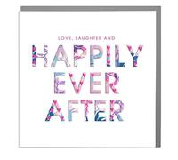 Love, Laughter & Happily Ever After - Wedding Day Card with Grey Envelope by Lola Design