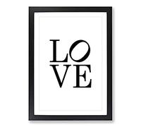 Love Lean Typography Framed Print | A2 Black Framed Wall Art | Ready to Hang | Modern Love Picture | Living Room Bedroom Lounge Office
