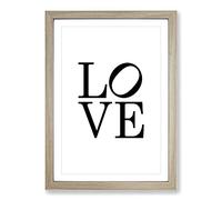 Love Lean Typography Framed Print | A2 Oak Framed Wall Art | Ready to Hang | Modern Love Picture | Living Room Bedroom Lounge Office