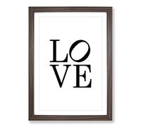 Love Lean Typography Framed Print | A2 Walnut Framed Wall Art | Ready to Hang | Modern Love Picture | Living Room Bedroom Lounge Office