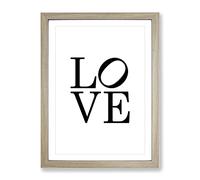 Love Lean Typography Quote Framed Print | A2 Oak Framed Wall Art | Ready to Hang | Modern Love Picture | Living Room Bedroom Lounge Office
