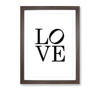 Love Lean Typography Quote Framed Print | A3 Walnut Framed Wall Art | Ready to Hang | Modern Love Picture | Living Room Bedroom Lounge Office
