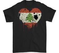 Love Lebanon Flag Lebanese Day Football Mens T-Shirt 100% Cotton Black L