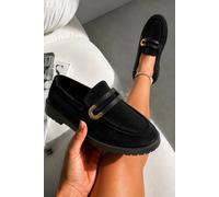 Love Lemonade Comfort Darcy Buckle Everyday Chunky Loafers In Black Black