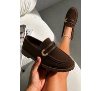 Love Lemonade Comfort Darcy Buckle Everyday Chunky Loafers In Brown Brown