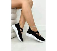 Love Lemonade Comfort Knit Elastic AirWeave Trainers Black - UK 4 - EU 37 - US 6