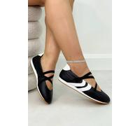 Love Lemonade Comfort Mary Jane Asymmetric Strap Trainers In Black Black