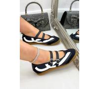 Love Lemonade Comfort Mary Jane Eclipse Strap Trainers In Black Black