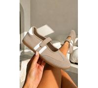 Love Lemonade Comfort Mary Jane Padded Footbed Slip On Trainers In Beige Beige