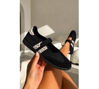 Love Lemonade Comfort Mary Jane Padded Footbed Slip On Trainers In True Black True Black